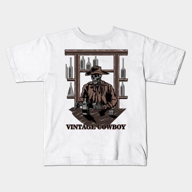 Vintage Skull Cowboy #4 Kids T-Shirt by BLUESIDE